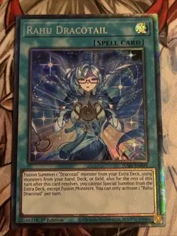 YUGIOH RAHU DRACOTAIL COLLECTORS RARE 1ST NEAR MINT JUSH-EN009 - Image 1