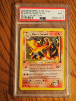Pokemon 2000 1st Edition Gym Challenge Blaine's Charizard rare foil card PSA 9 - Image 1