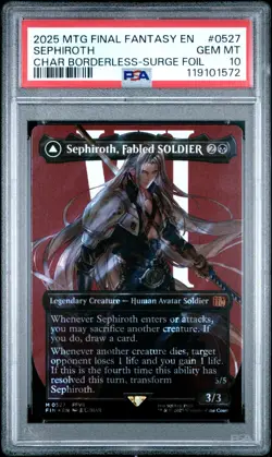 PSA 10 Gem Mint - Sephiroth, Fabled SOLDIER Borderless Surge Foil - FCA MTG - Image 1
