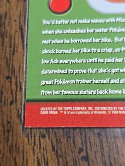 1999 Topps Pokemon TV Series 1 #TV3 Misty GREEN Logo 1st Edition - Image 3