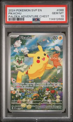 2024 Pokemon SVP Black Star Promo Pikachu #088 Paldea Adventure Chest PSA 10 - Image 1