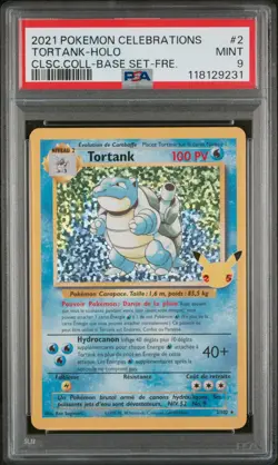 Carte Pokemon Tortank 2/102 PSA 9 Celebrations 25 ans Epee Bouclier - Image 1