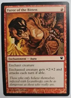 MTG Magic The Gathering Card Furor of the Bitten Enchantment Aura Red Innistrad - Image 1
