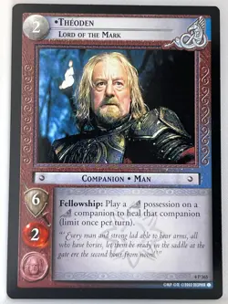 LORD OF THE RINGS TCG TWO TOWERS RARE CARD 4P365 THEODEN LORD OF THE MARK lp - Image 1