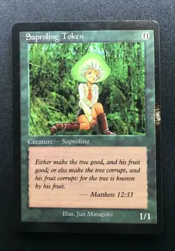 MAGIC MTG SAPROLING TOKEN CARD COLLECTOR EDITION JUN MINAGISHI. MINT NEVER PLAY! - Image 1