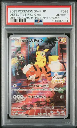 2023 POKEMON JAPANESE SV-P PROMO #098 DETECTIVE PIKACHU PSA 10 - Image 1