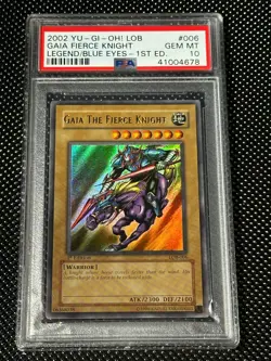 Yugioh PSA 10 2002 Gaia the Fierce Knight LOB-006 Ultra Rare 1st Edition GLOSSY - Image 1