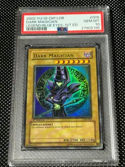 Yugioh PSA 10 2002 Dark Magician LOB-005 Ultra Rare 1st Edition WAVY *2195 - Image 1