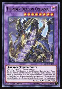 Yugioh! Thunder Dragon Colossus MP19-EN183 Ultra Rare - Image 1