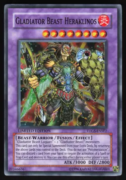 Yugioh! Gladiator Beast Heraklinos TDGS-ENSE2 Super Rare LP/MP - Image 1