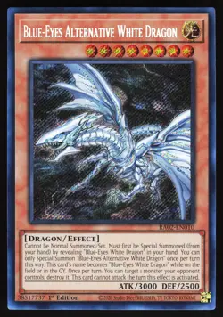 Yugioh! Blue-Eyes Alternative White Dragon RA02-EN010 Secret Rare 1st Ed - Image 1