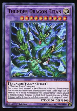 Yugioh! Thunder Dragon Titan MP19-EN182 Ultra Rare 1st Ed - Image 1