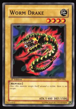 Yugioh! Worm Drake LON-004 VINTAGE 1st Ed MP - Image 1
