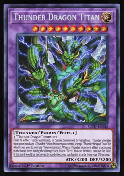 Yugioh! Thunder Dragon Titan SOFU-EN036 Secret Rare 1st Ed - Image 1