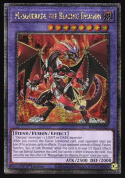 Yugioh! Masquerade the Blazing Dragon (Quarter Century Secret Rare) RA02-EN022 - Image 1