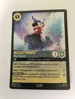 2024 DISNEY D23 EXPO LORCANA MICKEY MOUSE PLAYFUL SORCERER PROMO CARD NEW - Image 1