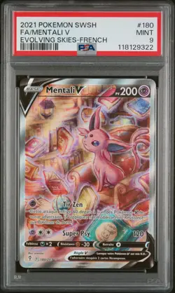 Carte Pokemon Mentali V 180/203 PSA 9 Evolution Celeste Epee Et Bouclier FR - Image 1