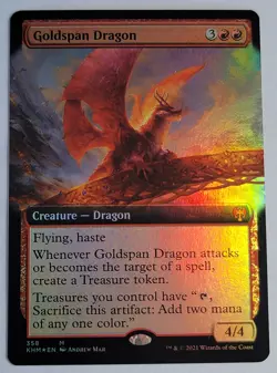 Goldspan Dragon (Extended Art) (Foil) - NM - Kaldheim - KHM 358 - MTG - Magic - Image 1