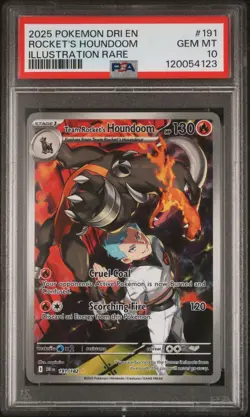 2025 POKEMON DESTINED RIVALS ILLUSTRATION RARE TEAM ROCKET'S HOUNDOOM PSA 10 - Image 1