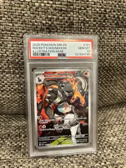 2025 POKEMON DESTINED RIVALS ILLUSTRATION RARE TEAM ROCKET'S HOUNDOOM PSA 10 - Image 1