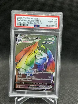 Pokemon Rainbow Metagross VMAX 208/198 Chilling Reign Secret PSA 10 Gem Mint - Image 1