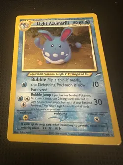 Pokemon Neo Destiny Light Azumarill 13/105 Rare Holo Unlimited Trading Card NM - Image 2