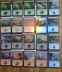 Magic The Gathering 20 Foil Land Card Lot Island Plains Swamp Forest Mountain - Image 1