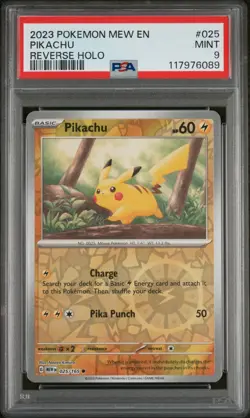2023 POKEMON MEW EN-151 #025 PIKACHU REVERSE HOLO PSA 9 - Image 1