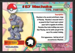 Machoke #67 Pokemon 1999 Topps TV Animation Edition Series 1 Blue Logo - Image 2