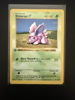 Pokemon Base Set Nidoran 1st Edition Shadowless 55/102 NM English - Image 1
