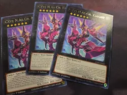Yugioh! 3x CXyz N.As.Ch. Knight JUSH-EN060 Rare 1st Ed NM In Hand - Image 1
