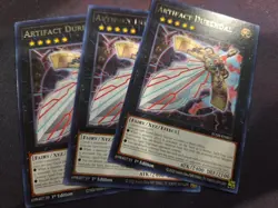 Yugioh! 3x Artifact Durendal JUSH-EN057 Rare 1st Ed NM In Hand - Image 1