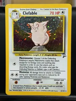 Pokemon TCG Clefable Holo Rare Card 05/130 Base Set 2 - Image 1