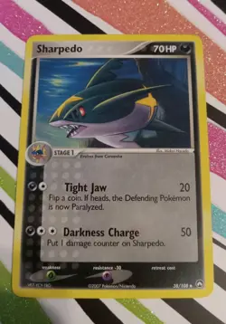 Pokemon TCG Sharpedo Card EX Power Keepers Regular Uncommon 38/108 (2007) - Image 1
