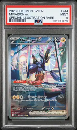 2023 POKEMON SVI EN-SCARLET & VIOLET SPECIAL ILLUSTRATION RARE MIRAIDON EX PSA 9 - Image 1