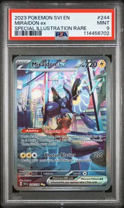 2023 POKEMON SVI EN-SCARLET & VIOLET SPECIAL ILLUSTRATION RARE MIRAIDON EX PSA 9 - Image 1