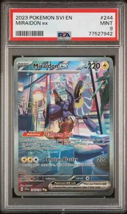 2023 POKEMON SVI EN-SCARLET & VIOLET SPECIAL ILLUSTRATION RARE MIRAIDON EX PSA 9 - Image 2