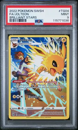 2022 POKEMON SWORD & SHIELD BRILLIANT STARS #TG04 FULL ART/JOLTEON PSA 9 - Image 1