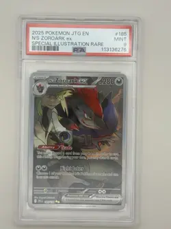 2025 POKEMON JTG EN-JOURNEY TOGETHER ILLUSTRATION RARE #185 N'S ZOROARK EX PSA 9 - Image 1