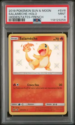 Carte Pokemon Salameche SV6/SV94 PSA 9 Shiny Destinees Occultes Soleil Lune FR - Image 1