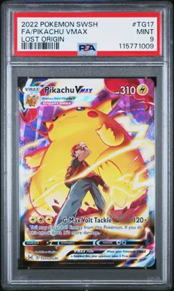 2022 POKEMON SWORD & SHIELD LOST ORIGIN #TG17 FULL ART/PIKACHU VMAX PSA 9 - Image 1
