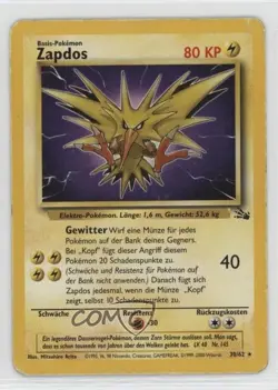 Zapdos German Pokemon Fossil #30 1999 15fy - Image 1