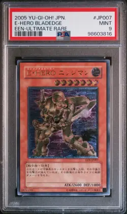 Yugioh Elemental Hero Bladedge Ultimate Rare EEN-JP007 PSA 9 Mint - Image 1
