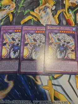 Yugioh! 3x Dracotail Gulamel JUSH-EN007 Rare 1st Ed NM In Hand - Image 1