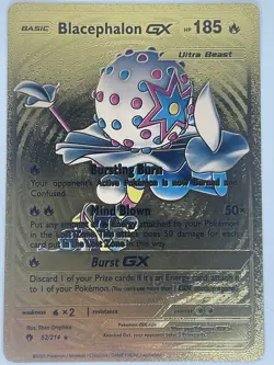 2024 Pokemon Blacephalon GX Hp 185 Ultra Beast Gold Fan Art Custom Card - Image 1