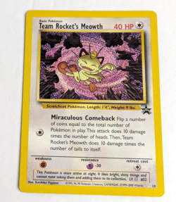 Team Rocket's Meowth # 18 Black Star PROMO WOTC Rare POKEMON Card NM or Better - Image 1