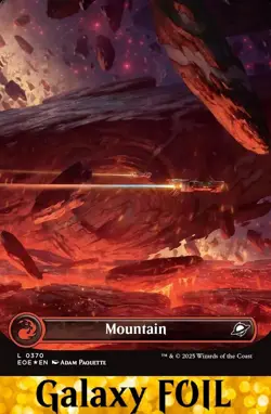 1x - MOUNTAIN - #370 - GALAXY FOIL FULL ART - Edge of Eternities - NM MTG - Image 1