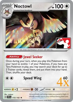 4x Noctowl 115/142 Pokemon Play! Prize Pack Play Stamp Series 6 - Image 1