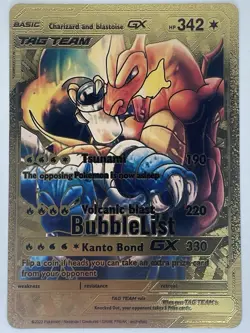 Pokemon Charizard & Blastoise Tag Team GX NM Gold Foil Fan Art - Image 1