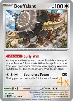 4x Bouffalant 119/142 Pokemon Play! Prize Pack Play Stamp Series 6 - Image 1